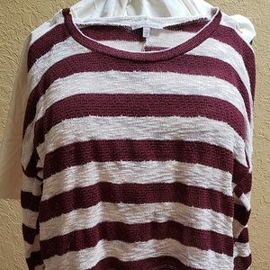 Charlotte Russe, burgundy cream sweater with sheer cream 'undershirt'. Size S
